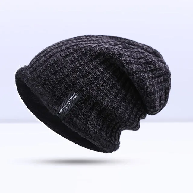 Fashion Warm Winter Knitted Beanie Hat For Men -  Blue, Dark Gray,Khaki, Light Gray, Red