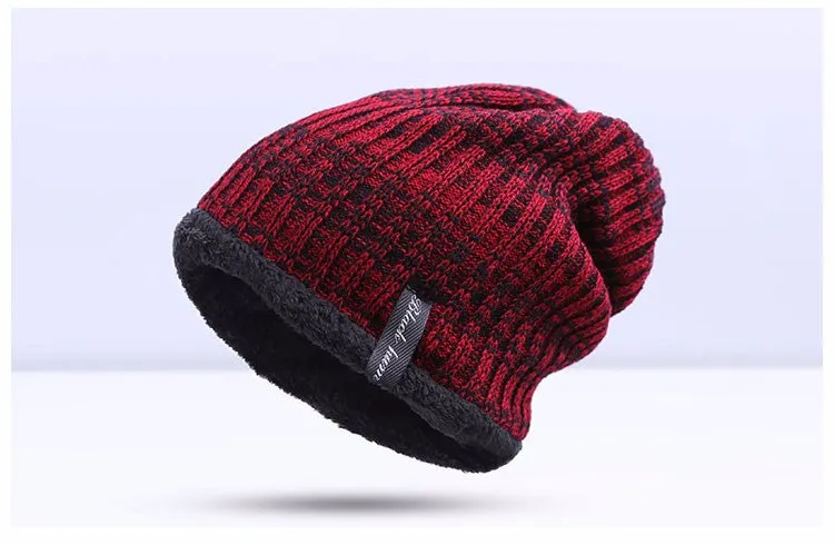 Fashion Warm Winter Knitted Beanie Hat For Men -  Blue, Dark Gray,Khaki, Light Gray, Red
