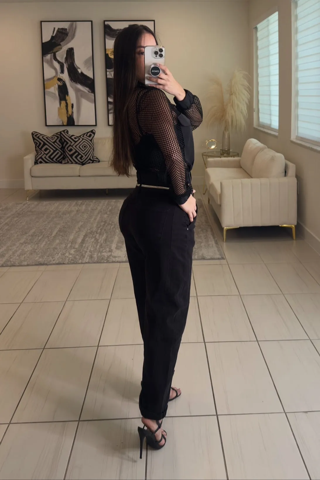 Free Look Black Barrel Denim Pants