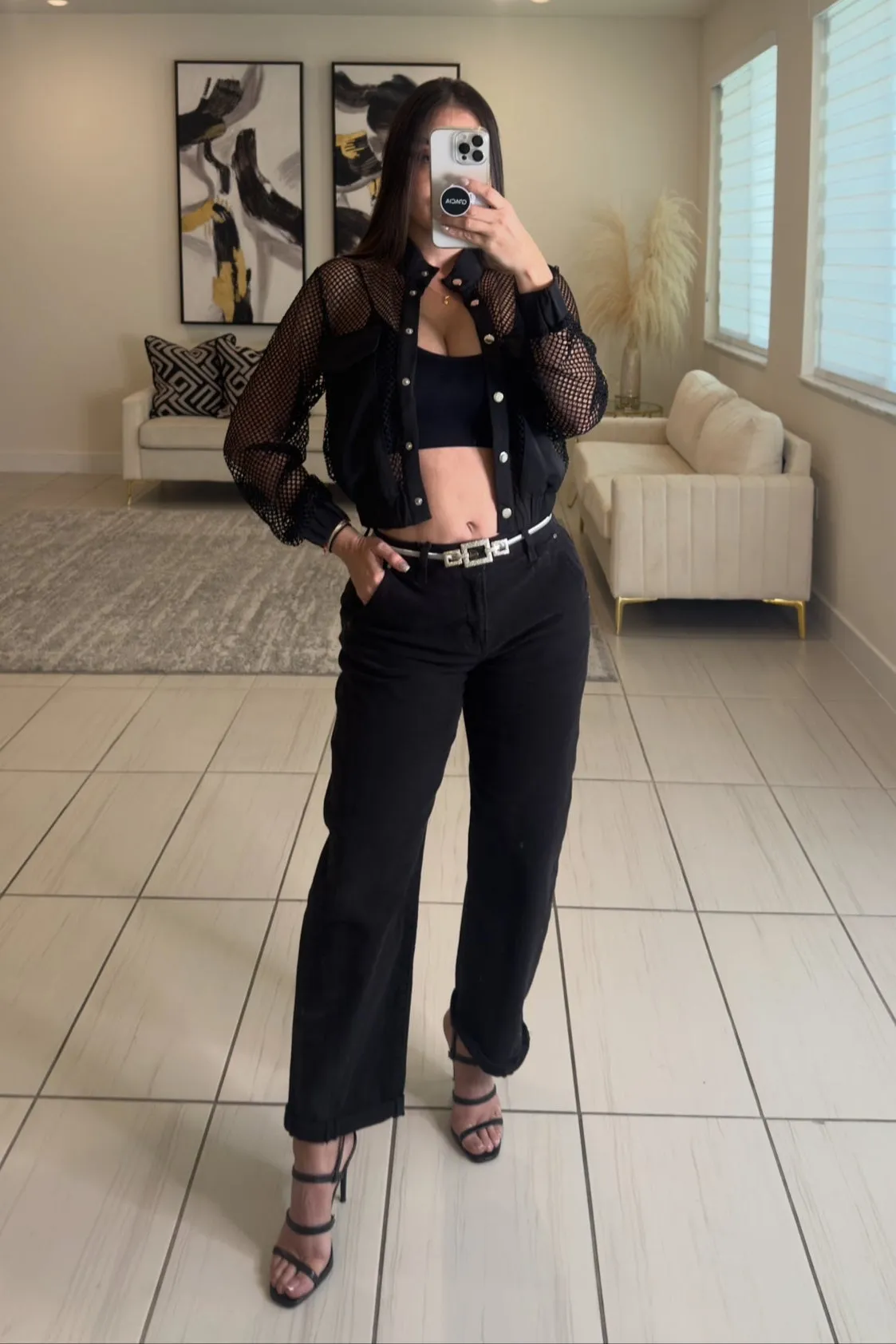 Free Look Black Barrel Denim Pants