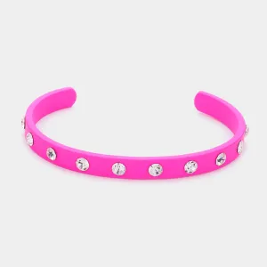 Fuchsia Studded Fun Fashion Cuff Bracelet | Outfit of Choice Jewelry |  590814