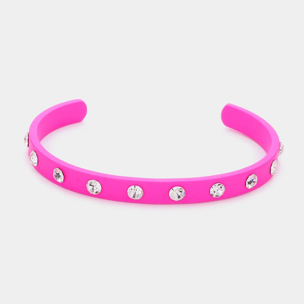 Fuchsia Studded Fun Fashion Cuff Bracelet | Outfit of Choice Jewelry |  590814