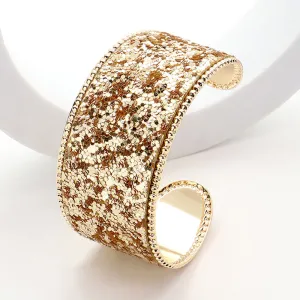 Gold Glitter Fun Fashion Cuff Bracelet | Outfit of Choice Bracelet |  644058