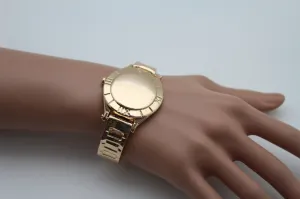 Gold Metal Cuff Bracelet Elastic Wrist Like Watch Band