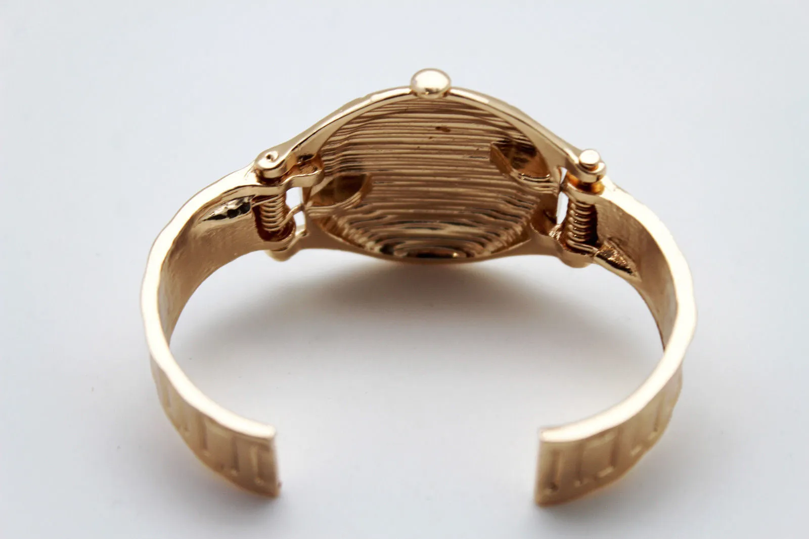 Gold Metal Cuff Bracelet Elastic Wrist Like Watch Band