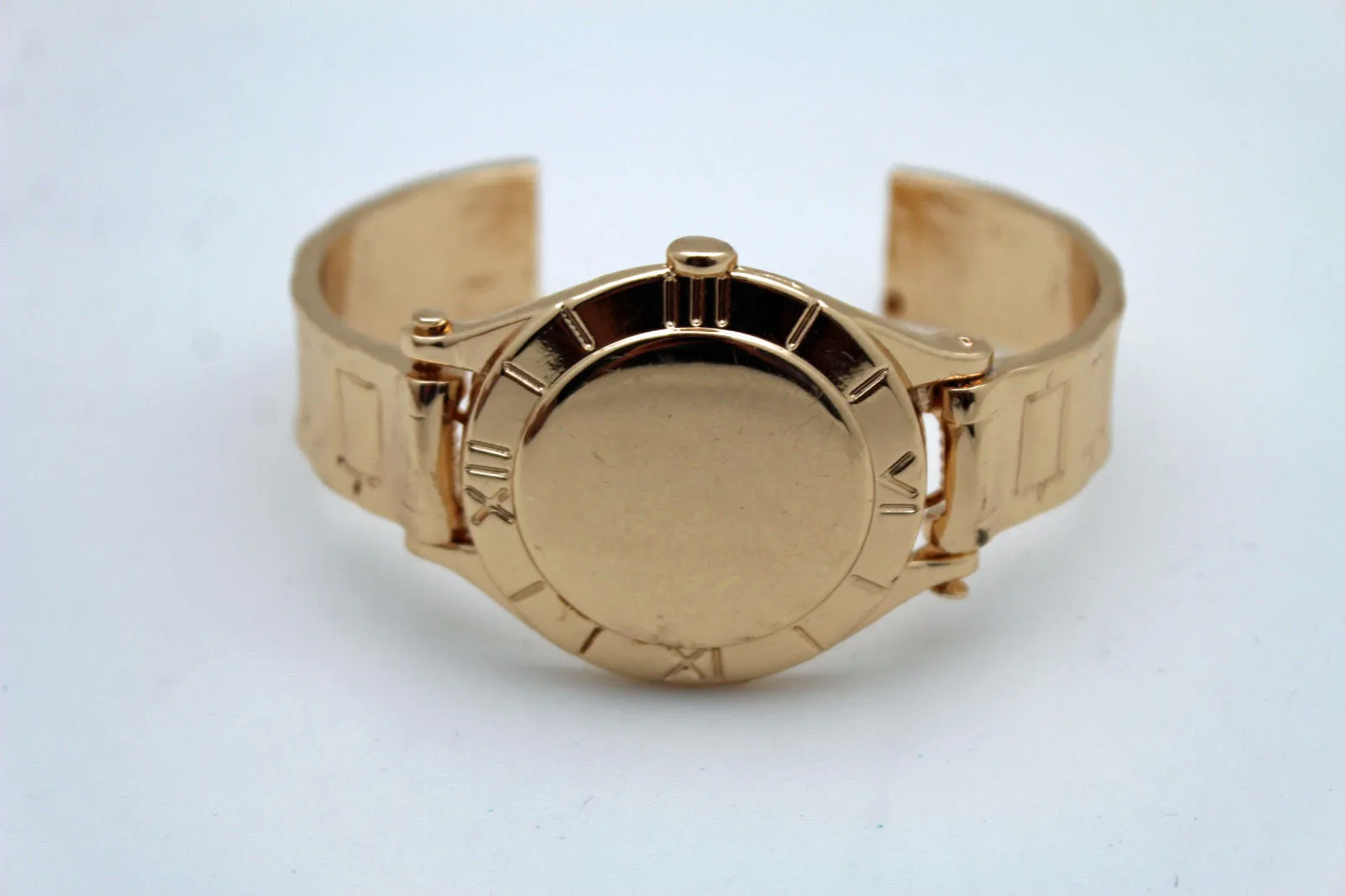 Gold Metal Cuff Bracelet Elastic Wrist Like Watch Band