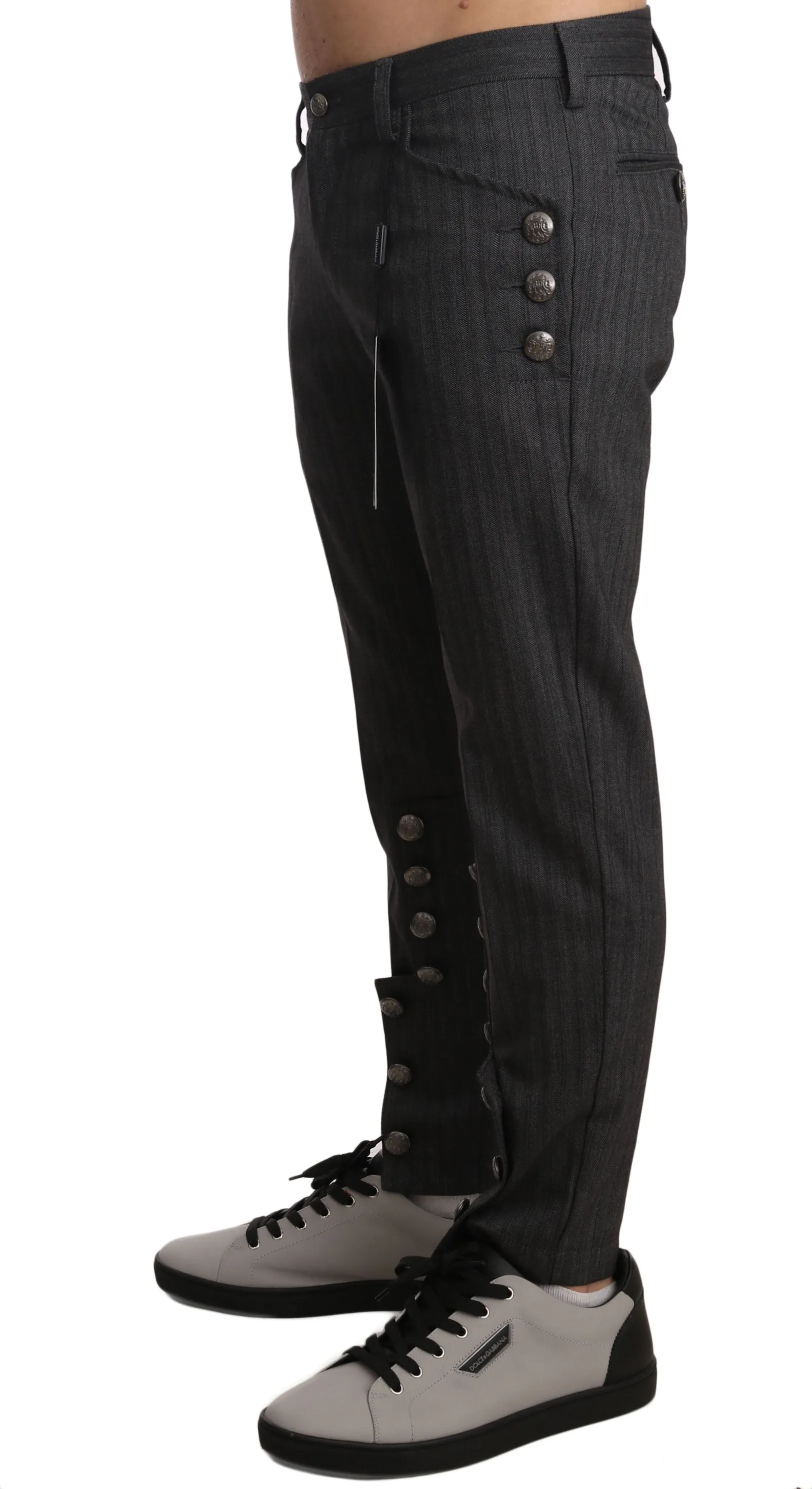 Gray Cotton Pattern DG Logo Trousers Pants