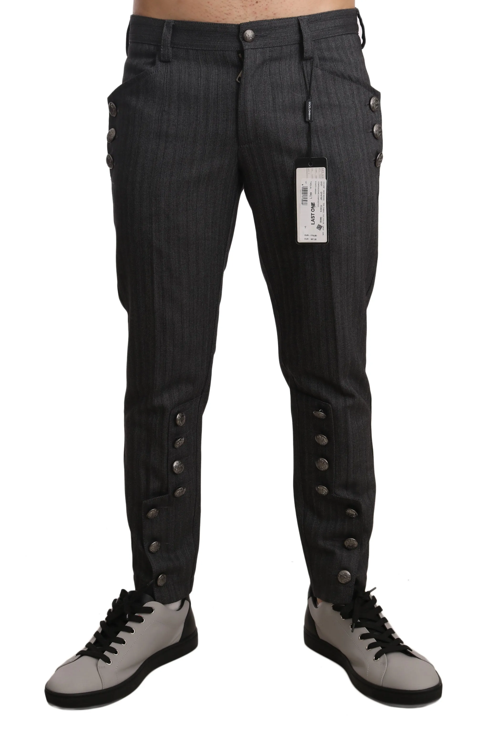Gray Cotton Pattern DG Logo Trousers Pants