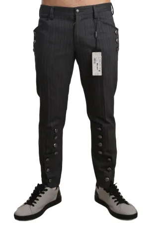 Gray Cotton Pattern DG Logo Trousers Pants