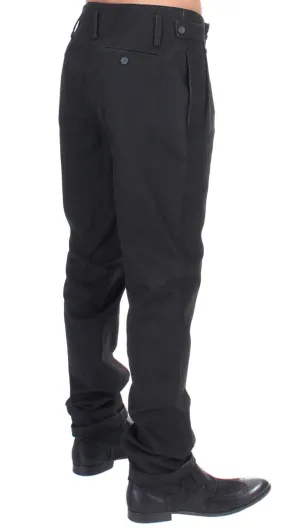 Gray striped cotton stretch casual pants