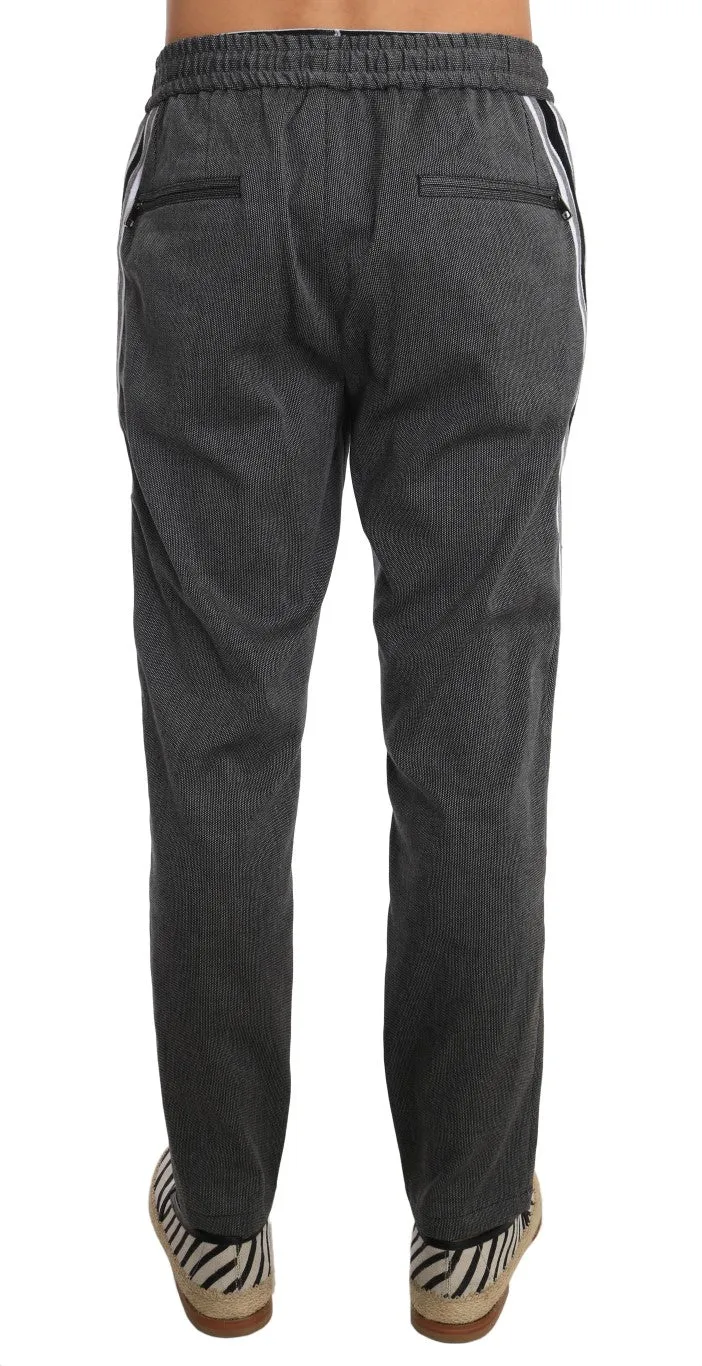 Gray Wool Casual White Strip Pants