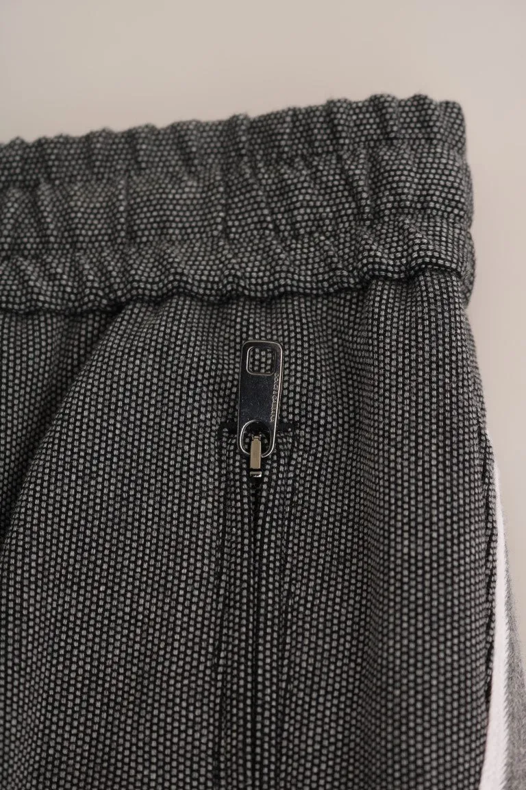 Gray Wool Casual White Strip Pants