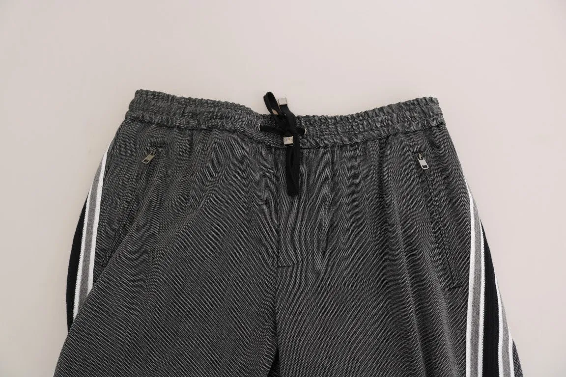 Gray Wool Casual White Strip Pants