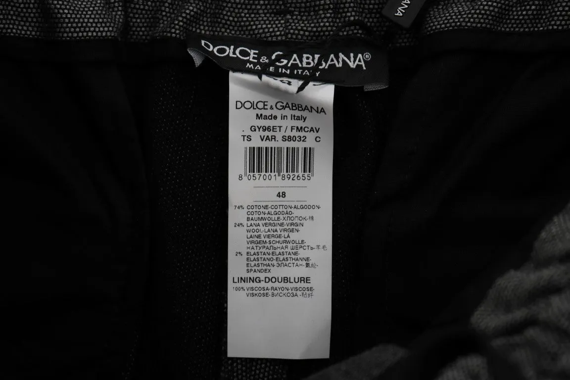 Gray Wool Casual White Strip Pants