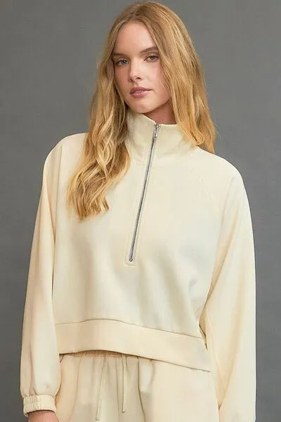 Hazel Blues® | Umgee Half Zip Cropped Sweatshirt