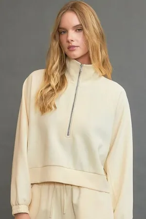 Hazel Blues® | Umgee Half Zip Cropped Sweatshirt