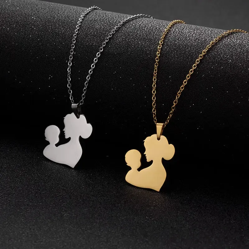 Heart Mom Baby Pendant Necklace For Women Jewelry Gift Child