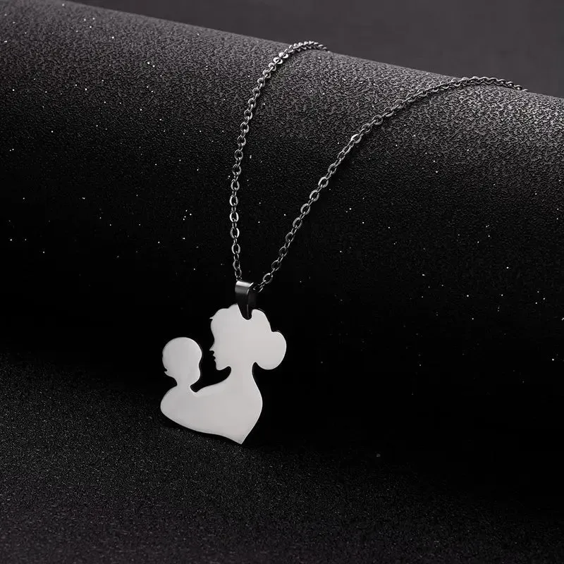 Heart Mom Baby Pendant Necklace For Women Jewelry Gift Child