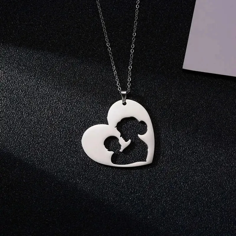 Heart Mom Baby Pendant Necklace For Women Jewelry Gift Child