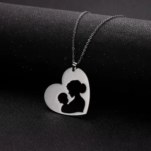 Heart Mom Baby Pendant Necklace For Women Jewelry Gift Child