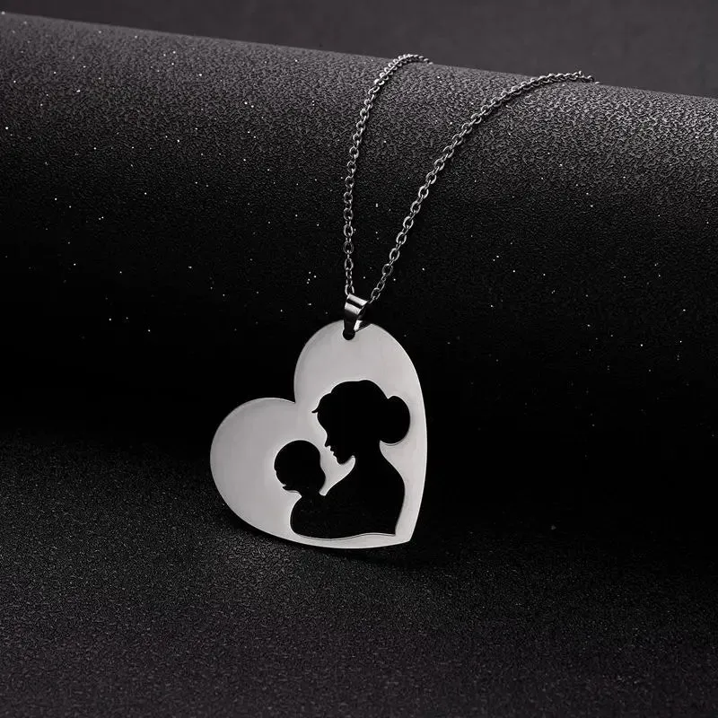 Heart Mom Baby Pendant Necklace For Women Jewelry Gift Child