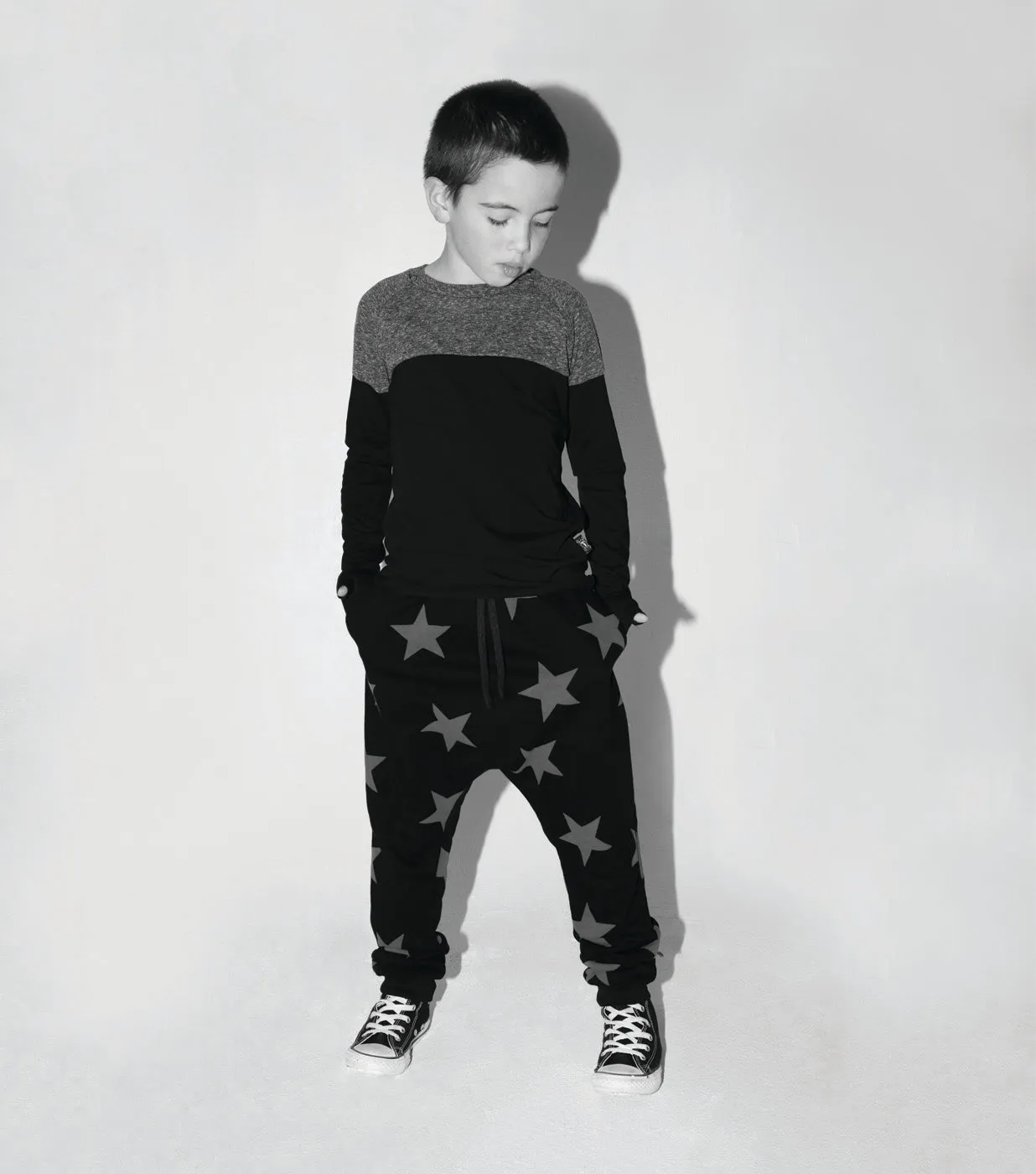 Heather Grey Star Baggy Pants