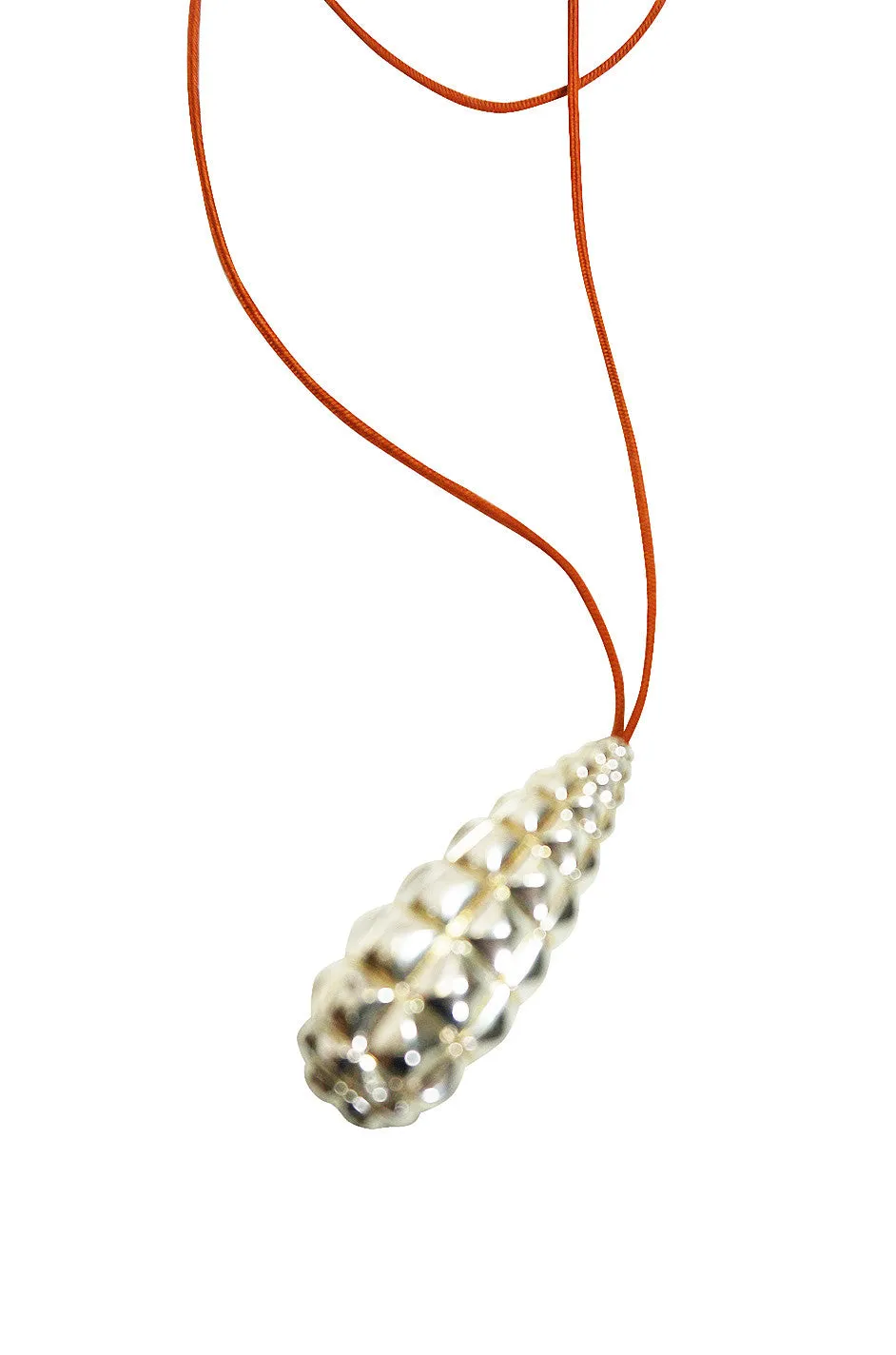 Hermes Sterling Silver Tear Drop Pendant Necklace