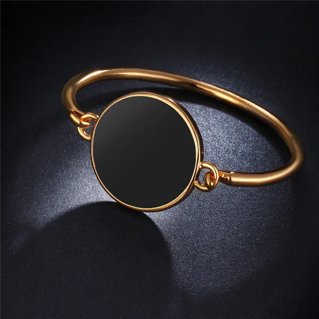 IF ME Trendy New Arrival Alloy Metal Round Disc Bangles Bracelets for Women Female Gold And Silver Color Open Cuff Minimalist