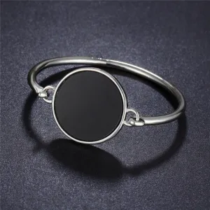 IF ME Trendy New Arrival Alloy Metal Round Disc Bangles Bracelets for Women Female Gold And Silver Color Open Cuff Minimalist