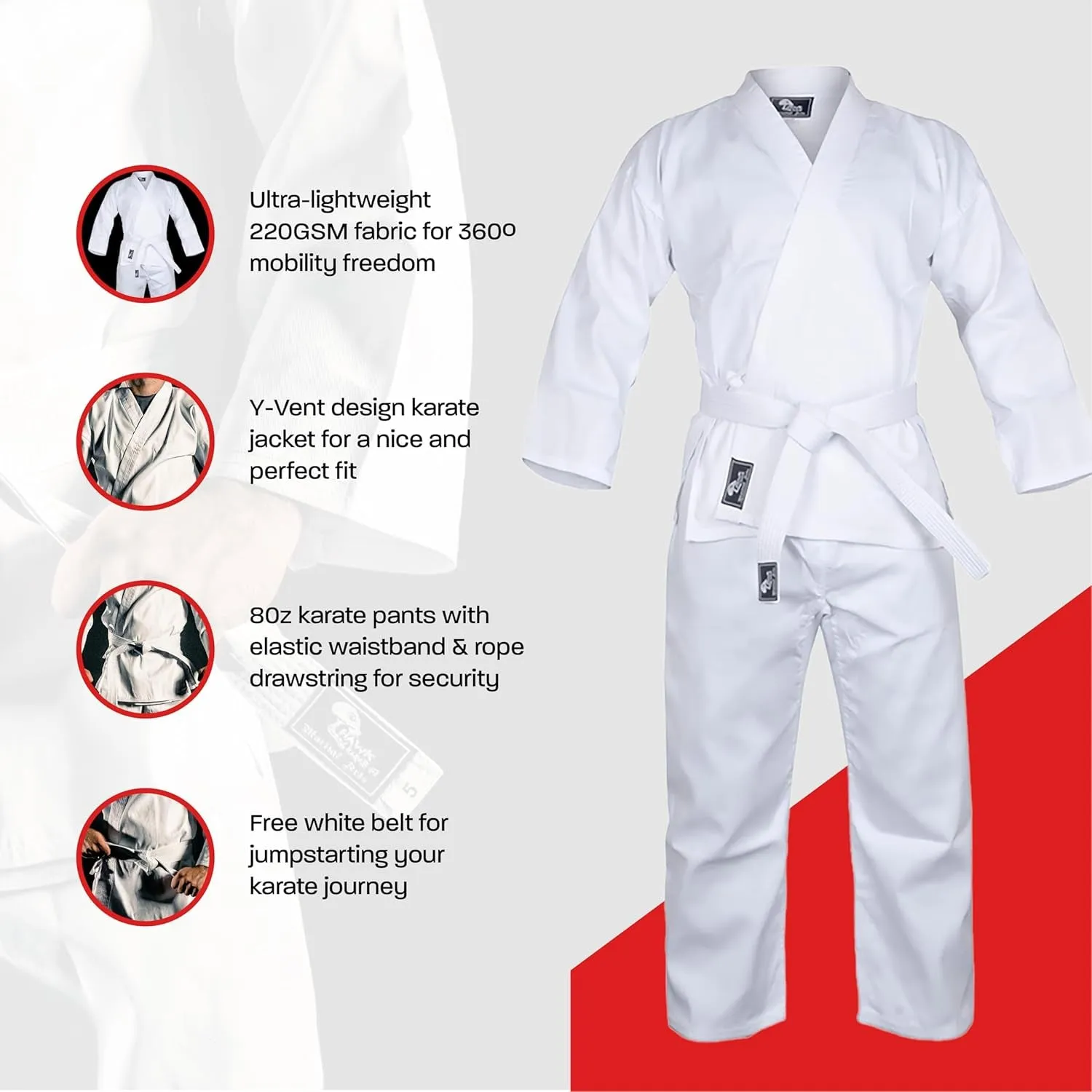 Karate Uniform for Kids & Adults Lightweight Student Karate Gi Martial Arts Uniform with Belt