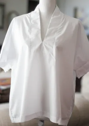 Kimono Pleated Sleeve Top | White Poplin