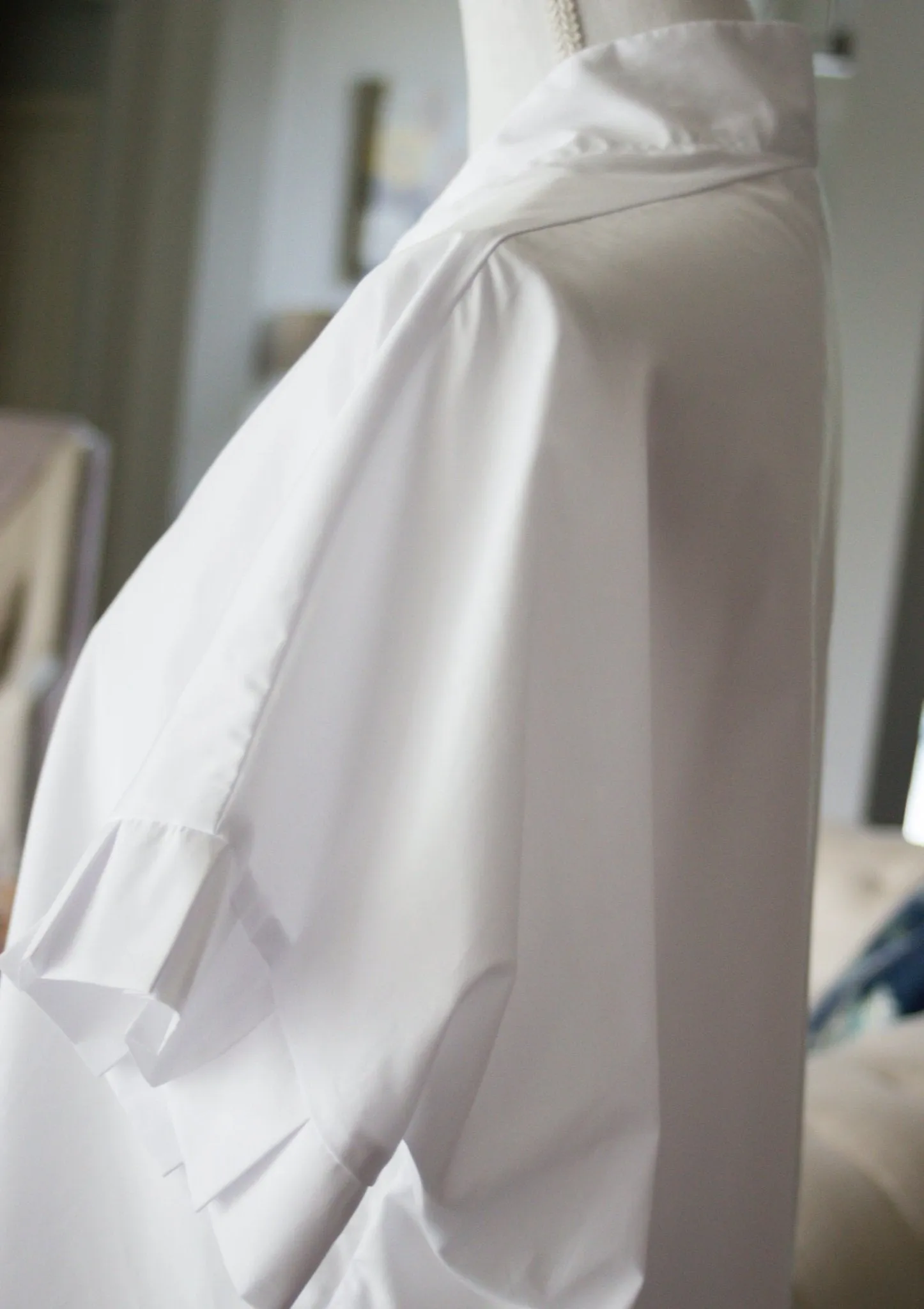 Kimono Pleated Sleeve Top | White Poplin
