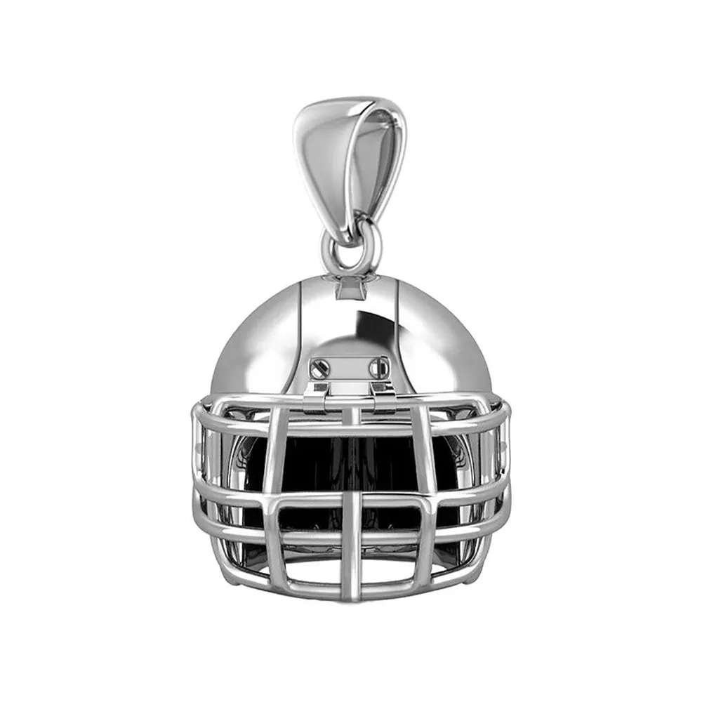 Large 925 Sterling Silver 3D Football Helmet Pendant Necklace, 22mm