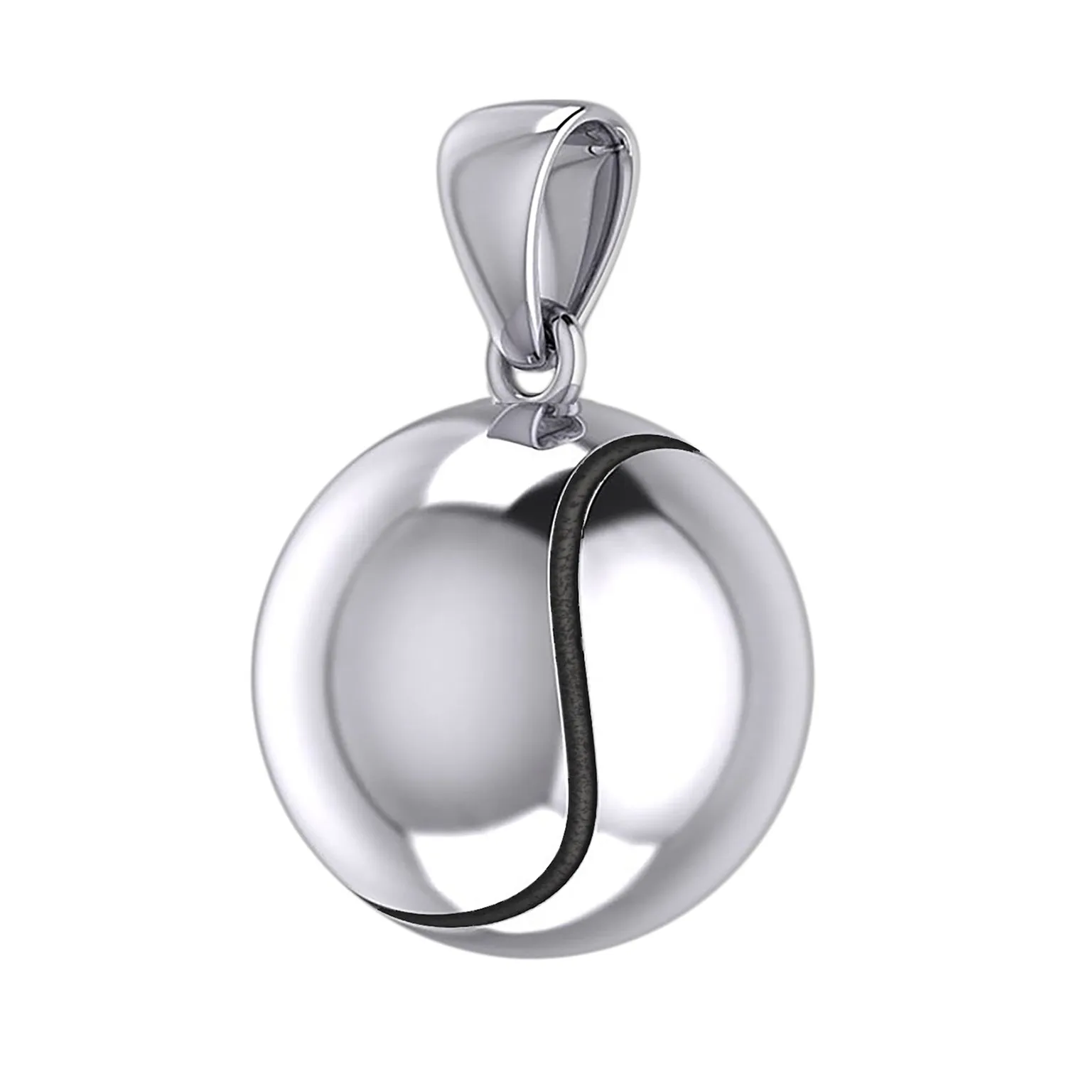 Large 925 Sterling Silver 3D Tennis Ball Pendant Necklace, 18.5mm