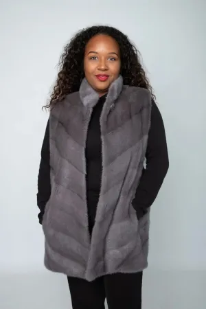 Lavender Mink Chevron Vest