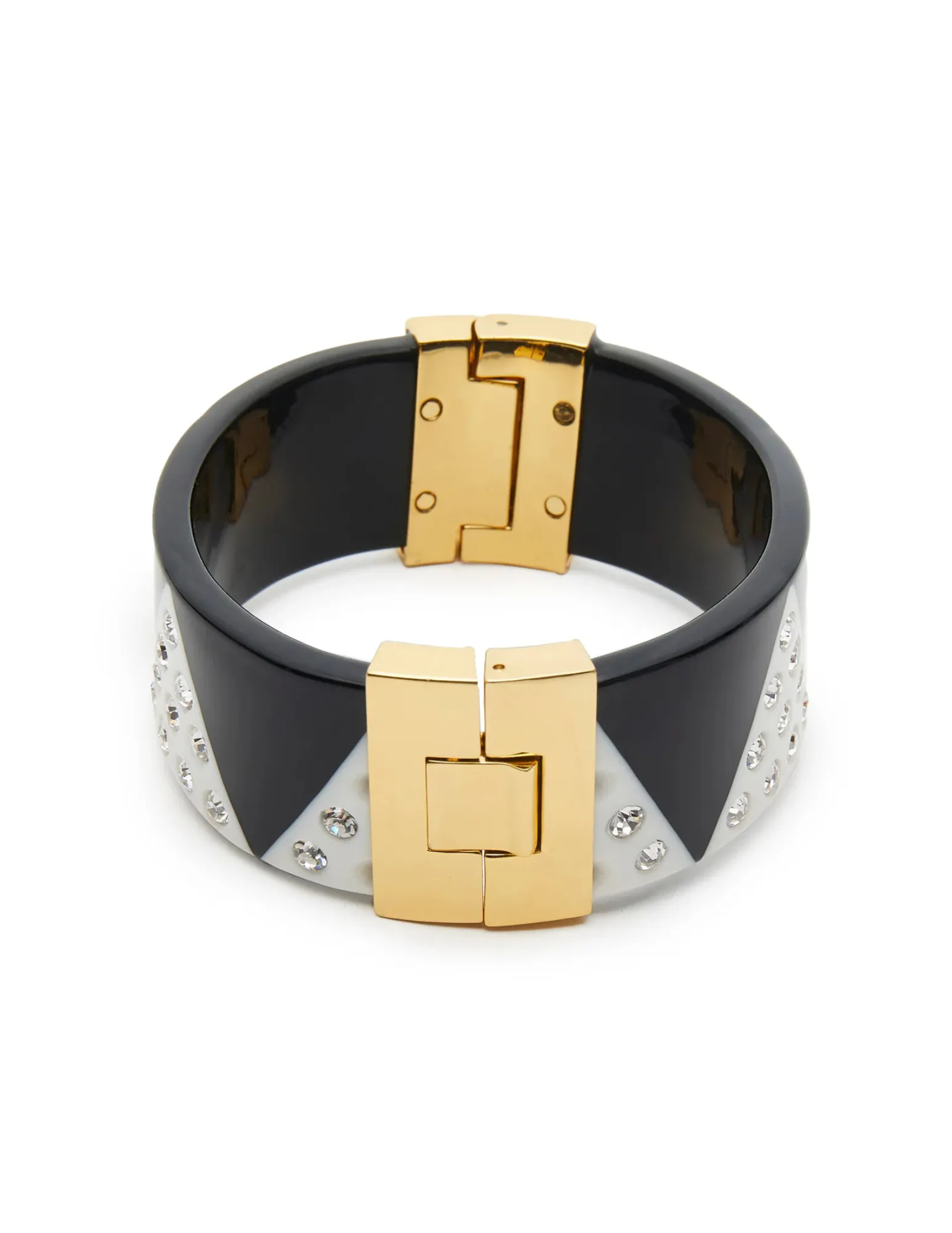 Lele Sadoughi Jet Ivory Harlequin Hinged Cuff