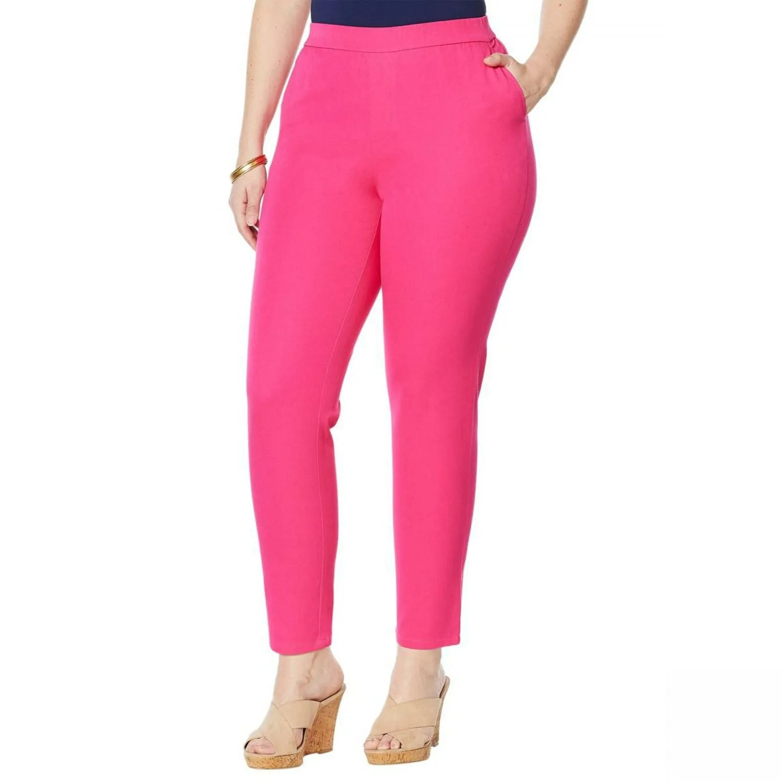 Lemon Way Women's Plus Size Flawless Stretch Twill Pull On Ankle Pants