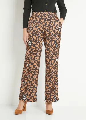 Leopard print elasticated flowing pants