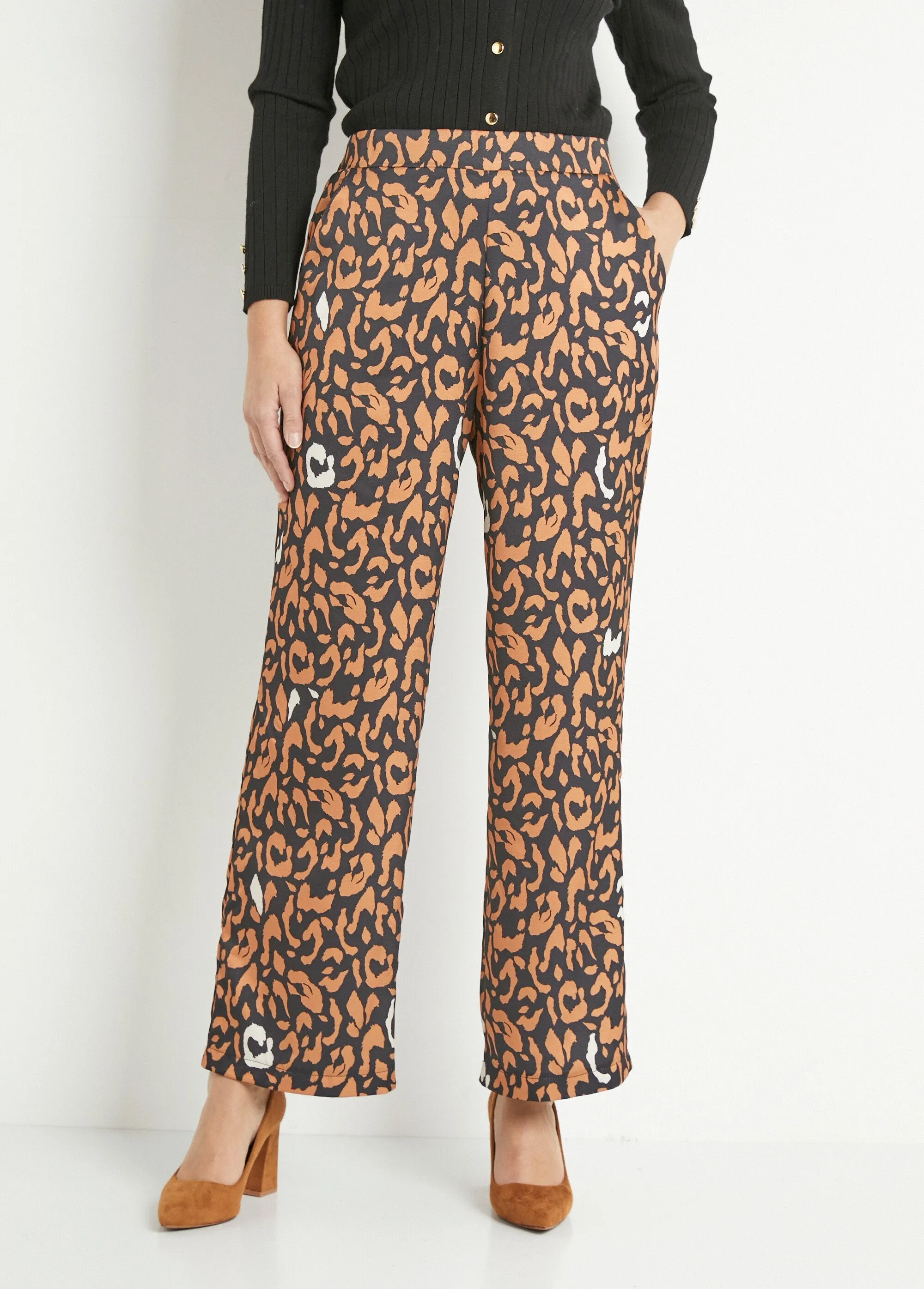 Leopard print elasticated flowing pants