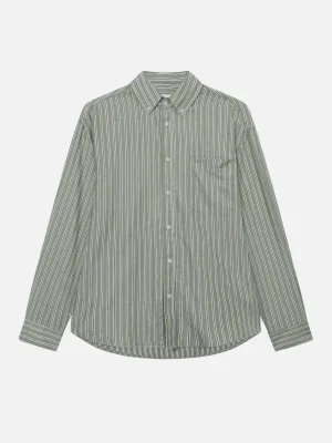 Les Deux Kolton Herringbone Poplin Shirt - White/Chive Green