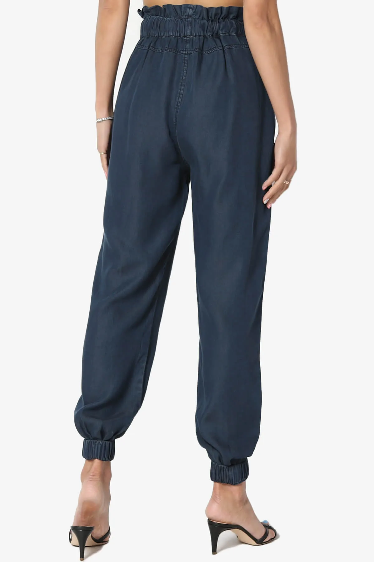 Lilah High Waist Chambray Jogger Pants PLUS