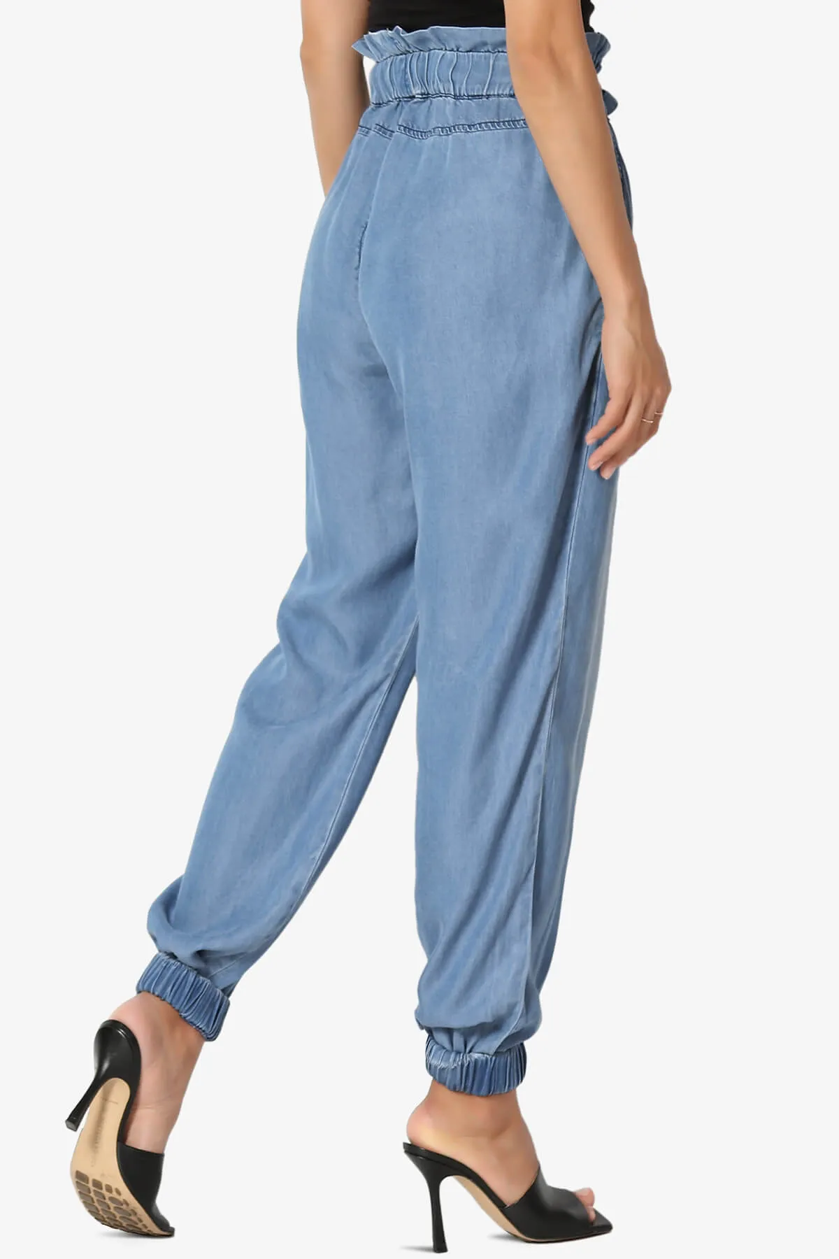 Lilah High Waist Chambray Jogger Pants PLUS