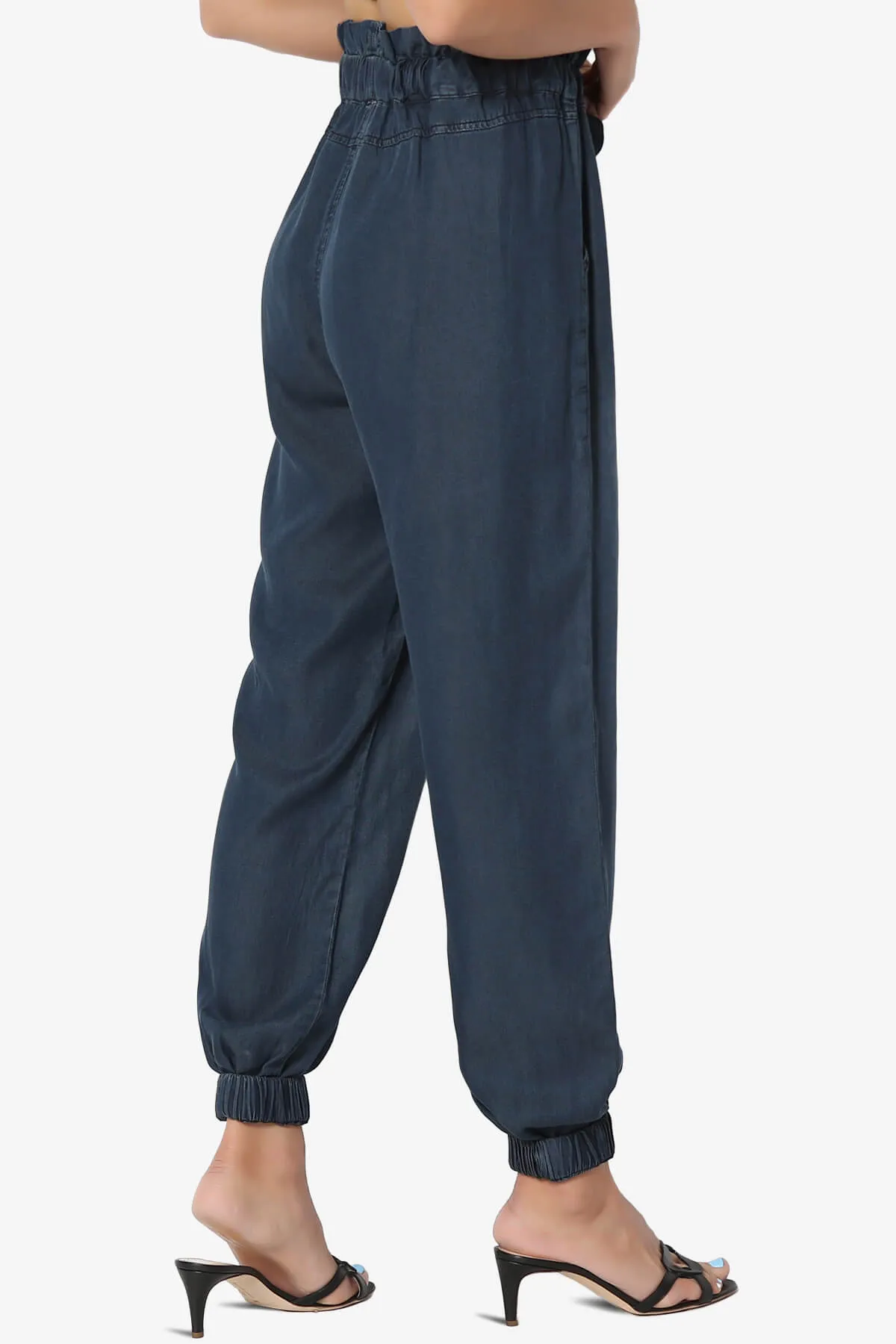 Lilah High Waist Chambray Jogger Pants PLUS