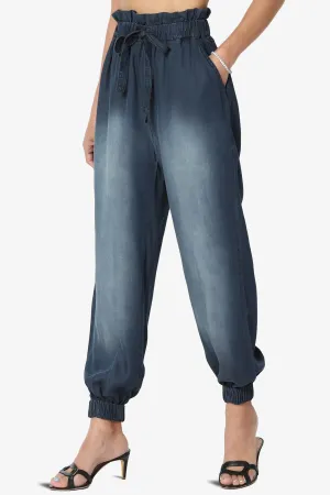 Lilah High Waist Chambray Jogger Pants PLUS