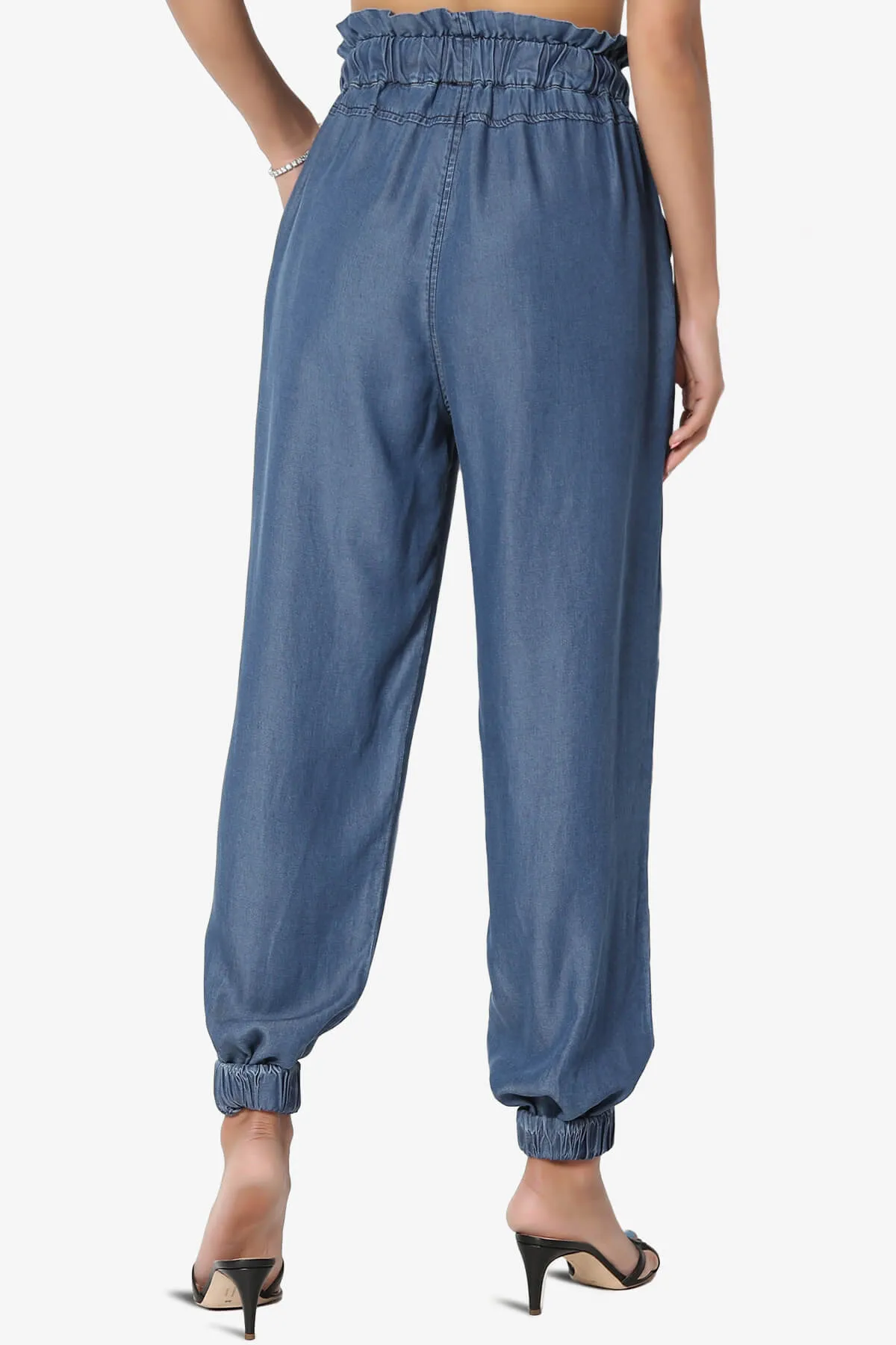 Lilah High Waist Chambray Jogger Pants PLUS