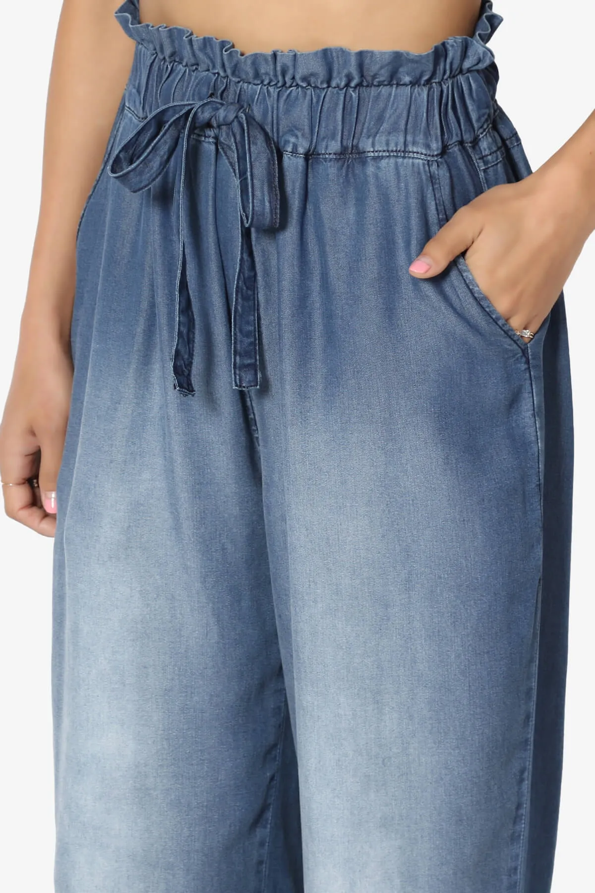 Lilah High Waist Chambray Jogger Pants PLUS