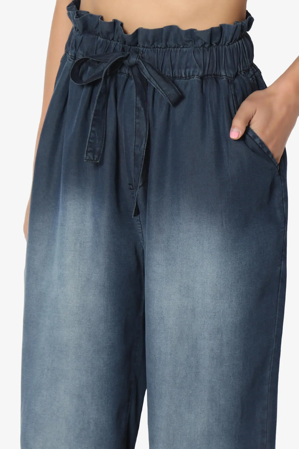 Lilah High Waist Chambray Jogger Pants PLUS