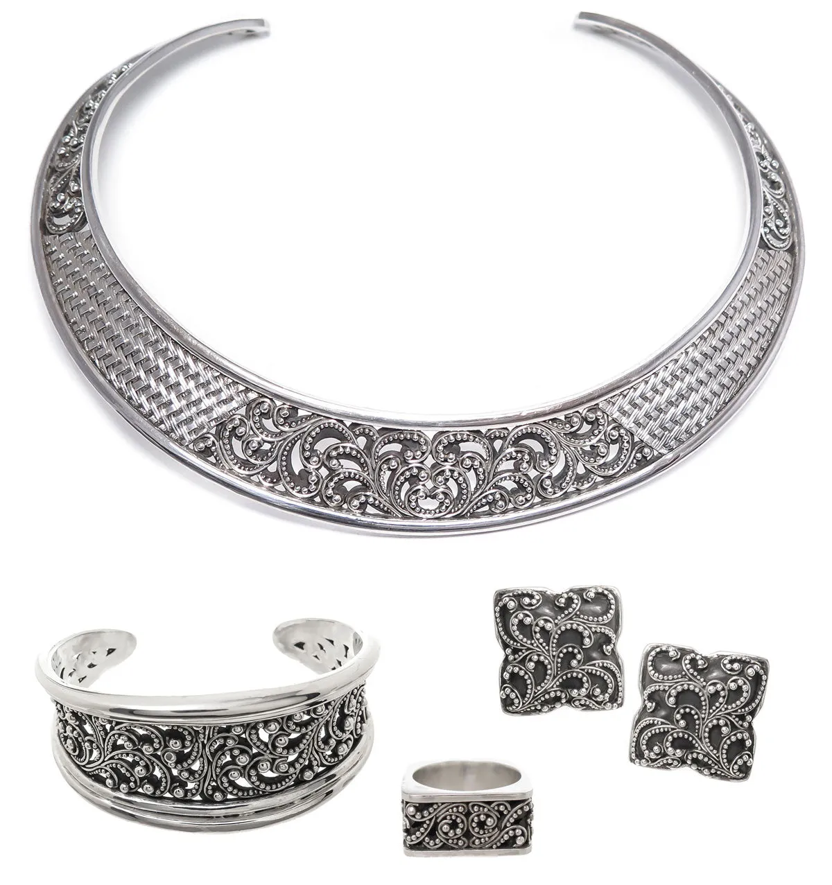 Lois Hill Scroll Caviar Bead Ring