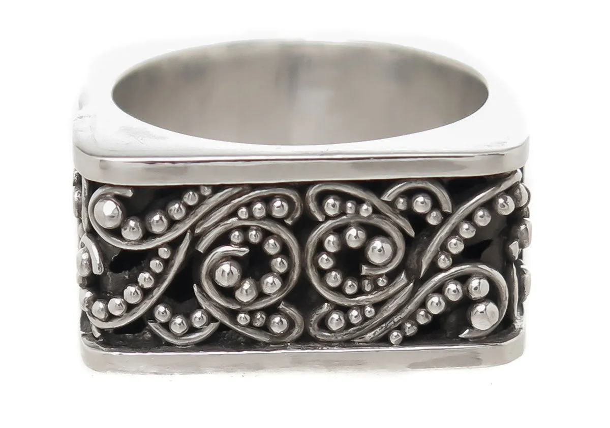 Lois Hill Scroll Caviar Bead Ring