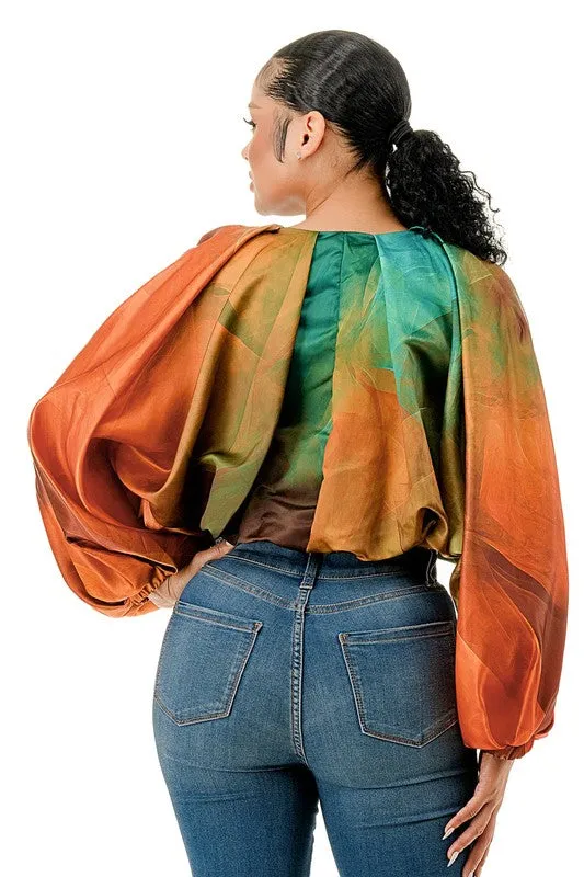 Long Sleeve Cropped Bubble Top